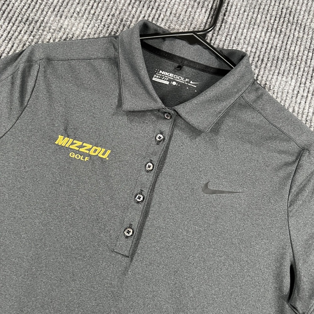 Missouri Tigers Mizzou Polo Shirt Womens Nike Large Black Short Sleeve Golf